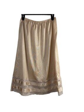 Velrose Snip-it Adjustable Half Slip Beige Lace Sz L Vintage Style